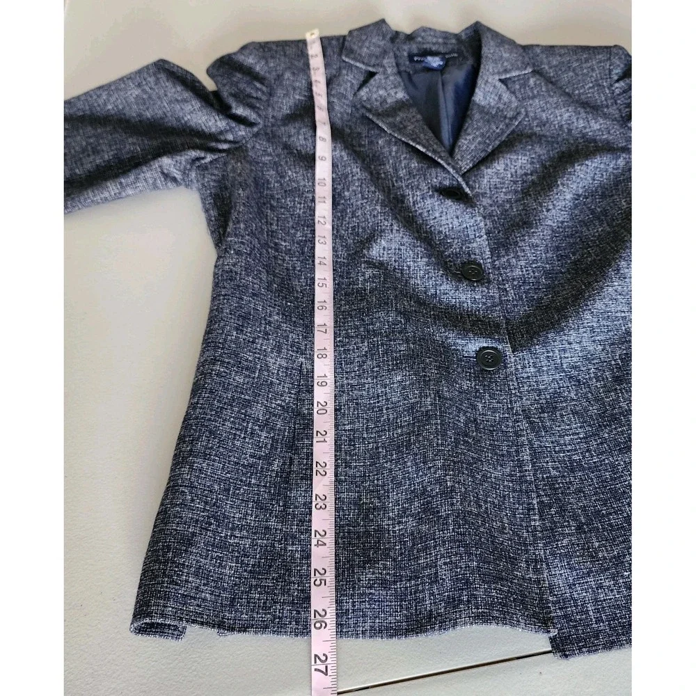 Preston & York 2pc‎ Skirt Suit Set Womens 12 Blue White Business Career Office